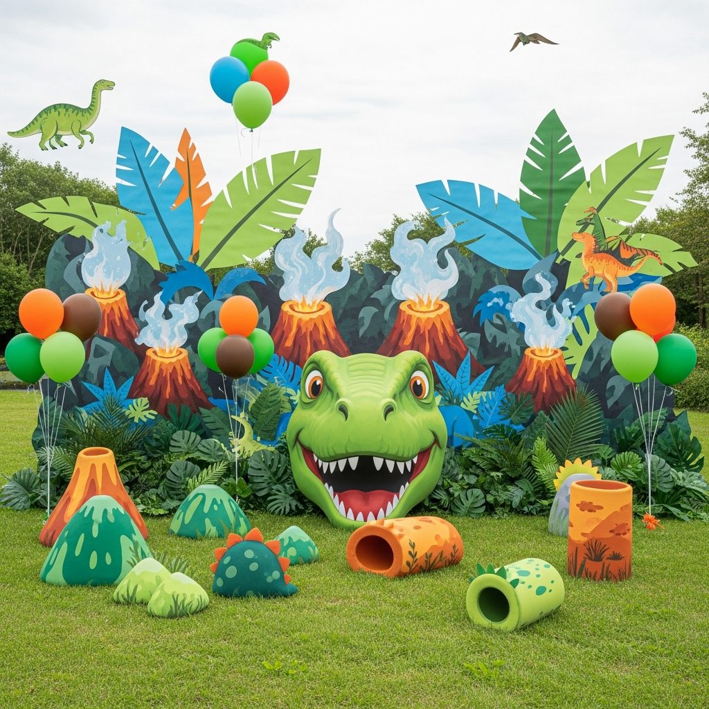 Dinosaurier Hüpfburg mieten in Wien – Urzeitabenteuer für junge Forscher:innen – symbolische Party-Szene in Wien ohne konkrete Hüpfburg