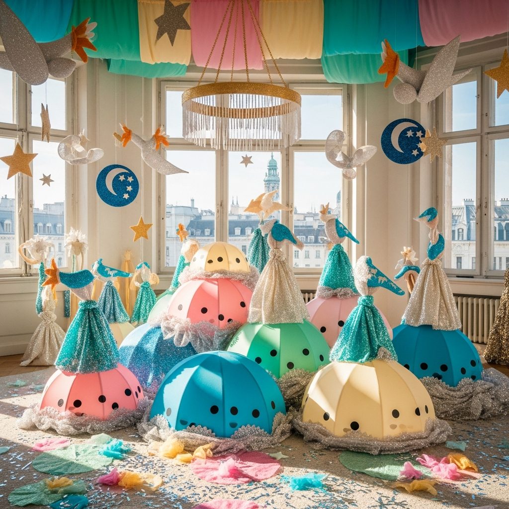 Einhorn Hüpfburg mieten in Wien – Glitzerabenteuer für himmlische Feste – symbolische Party-Szene in Wien ohne konkrete Hüpfburg