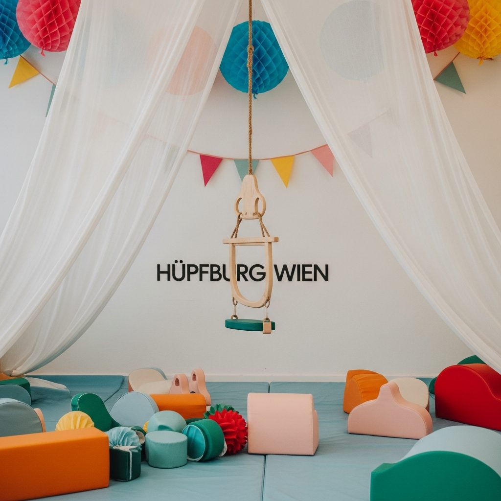 Hüpfburg mieten Wien – Selbstabholung Schritt für Schritt – symbolische Party-Szene in Wien ohne konkrete Hüpfburg