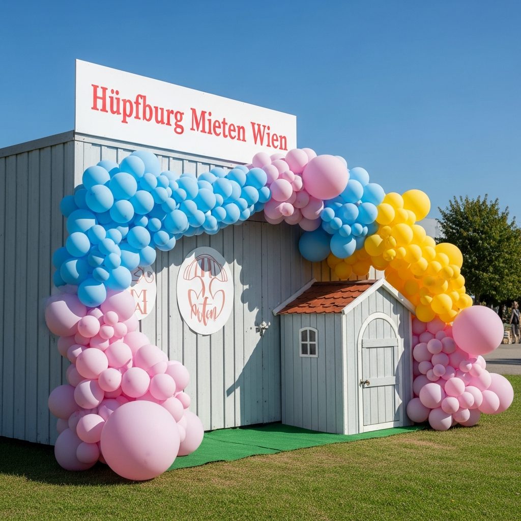 Hüpfburg mieten Wien – Die umfassende Checkliste für stressfreie Events – Detailaufnahme von Dekoration und Softplay-Elementen in Wien