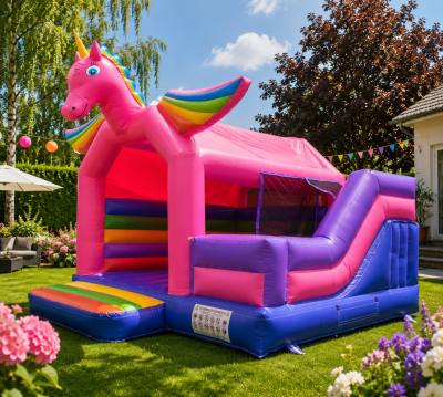 Hüpfburg Einhorn (mit Rutsche) mieten Wien – Partybienchen